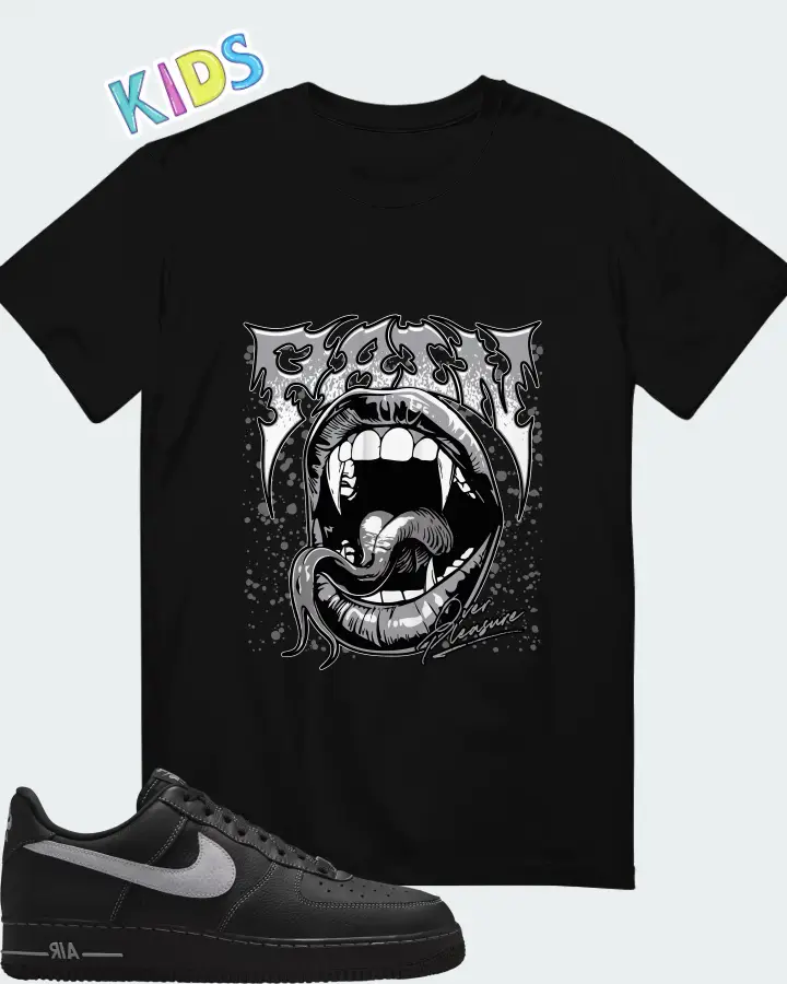 Nike Air Force 1 Low '07 Black Wolf Grey Matching Kid's T-Shirt