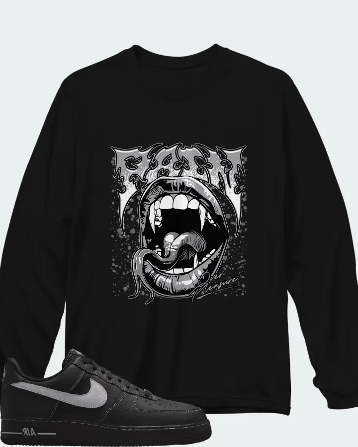 Nike Air Force 1 Low '07 Black Wolf Grey Matching Long Sleeve T-Shirt