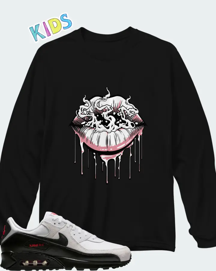 Nike Air Max 90 White Black Matching Kid's Long Sleeve T-Shirt