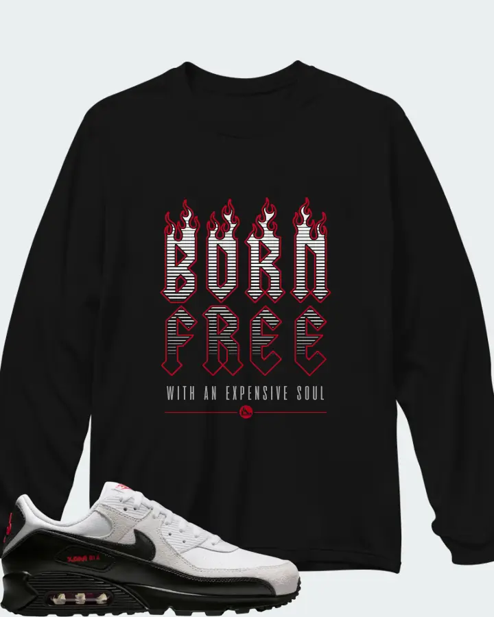 Nike Air Max 90 White Black Matching Long Sleeve T-Shirt