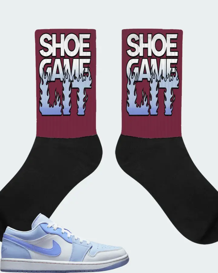 Jordan 1 Low SE Sneaker Matching Maroon Socks - Shoe Game Lit Refreshed