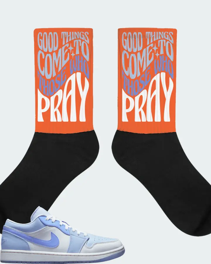 Jordan 1 Low SE Sneaker Matching Orange Socks - Good Things Come To Those Who Pray
