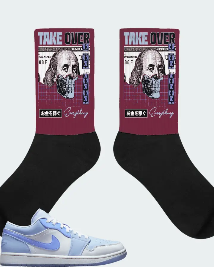 Jordan 1 Low SE Sneaker Matching Maroon Socks - Take Over