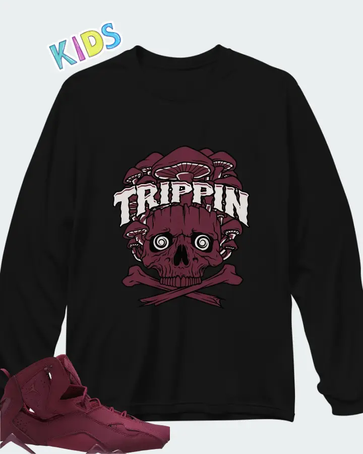 Air Jordan True Flight Burgundy Matching Kid's Long Sleeve T-Shirt