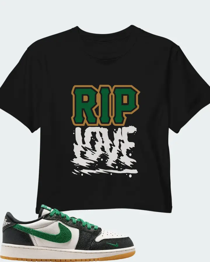 Air Jordan 1 Retro Low OG GS Phantom Pine Green Matching Crop Top