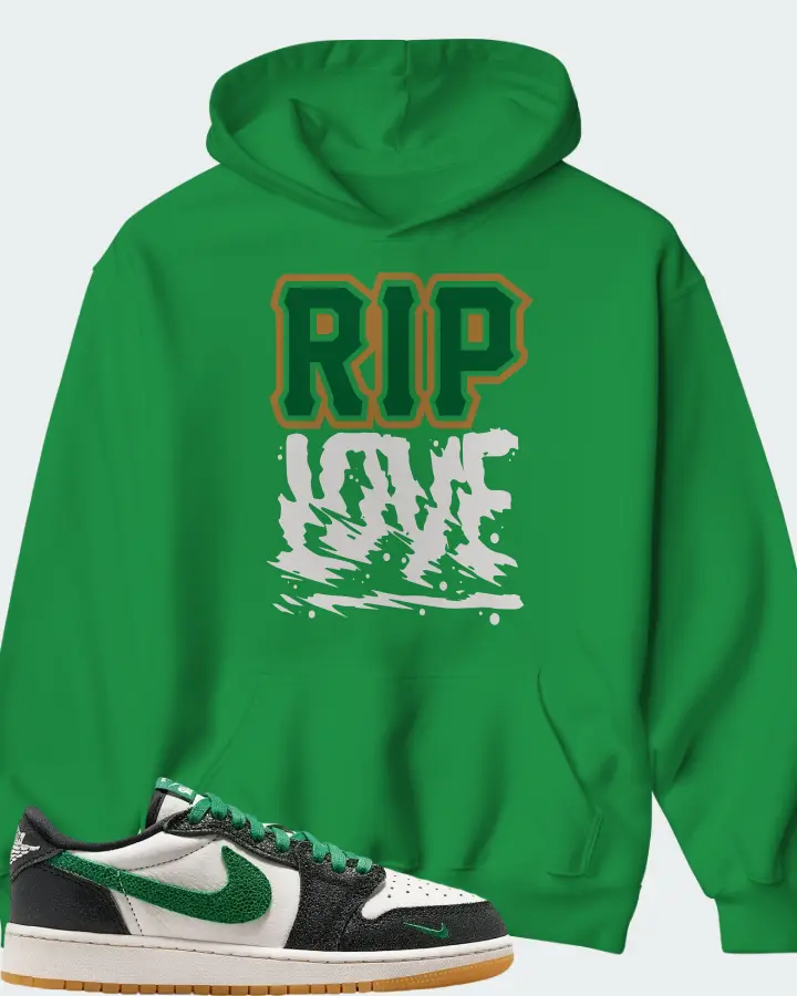 Air Jordan 1 Retro Low OG GS Phantom Pine Green Matching Hoodie