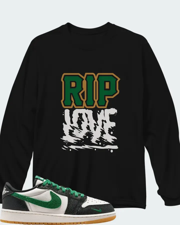 Air Jordan 1 Retro Low OG GS Phantom Pine Green Matching Long Sleeve T-Shirt
