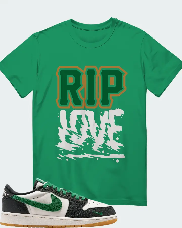 Air Jordan 1 Retro Low OG GS Phantom Pine Green Matching T-Shirt