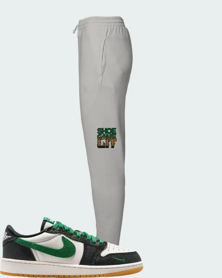 Air Jordan 1 Retro Low OG GS Phantom Pine Green Matching Joggers