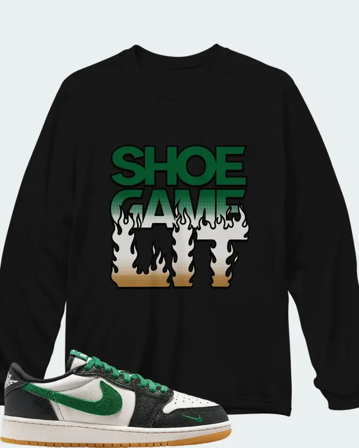 Air Jordan 1 Retro Low OG GS Phantom Pine Green Matching Long Sleeve T-Shirt