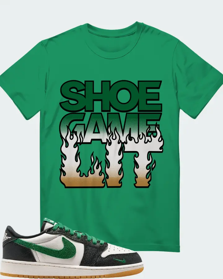 Air Jordan 1 Retro Low OG GS Phantom Pine Green Matching T-Shirt