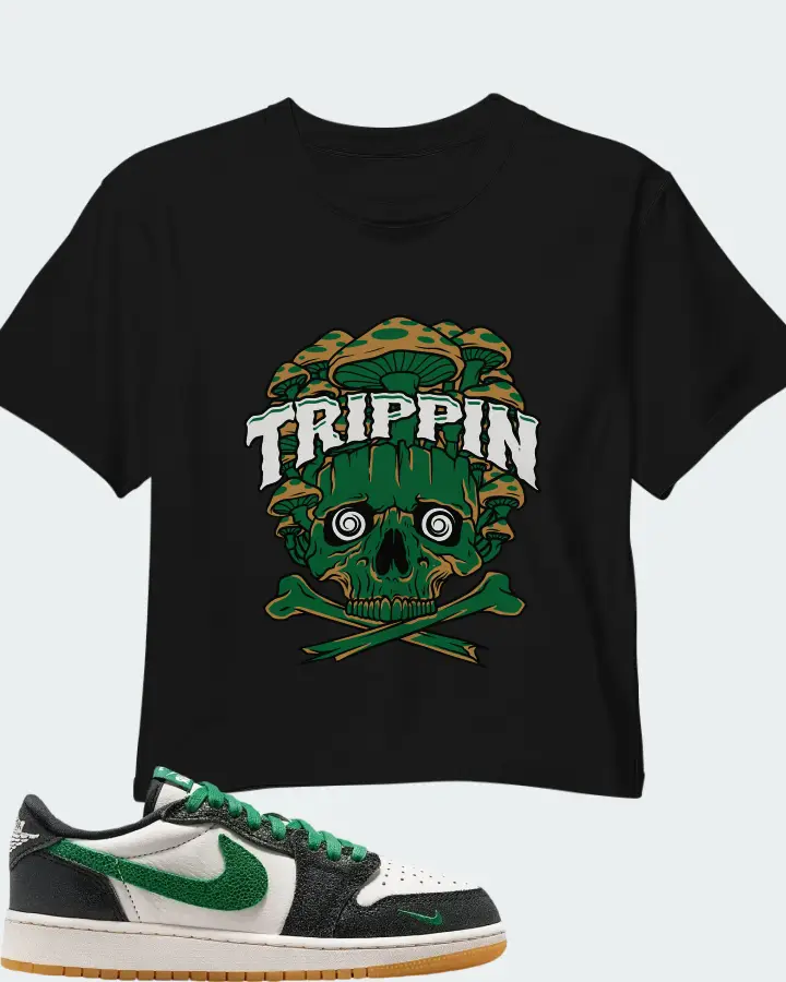 Air Jordan 1 Retro Low OG GS Phantom Pine Green Matching Crop Top