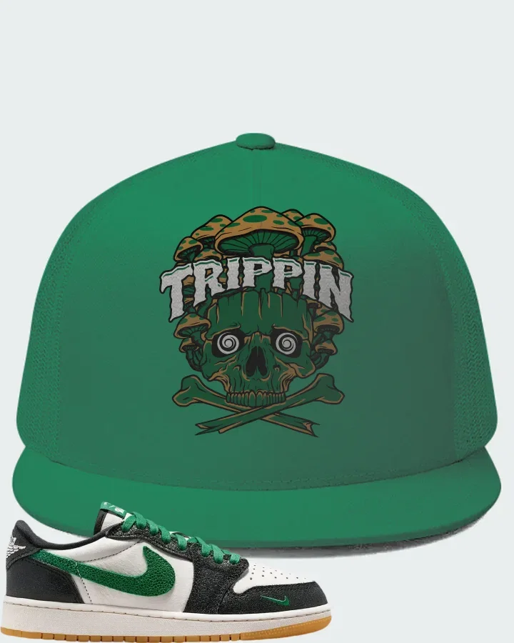 Air Jordan 1 Retro Low OG GS Phantom Pine Green Matching Hat