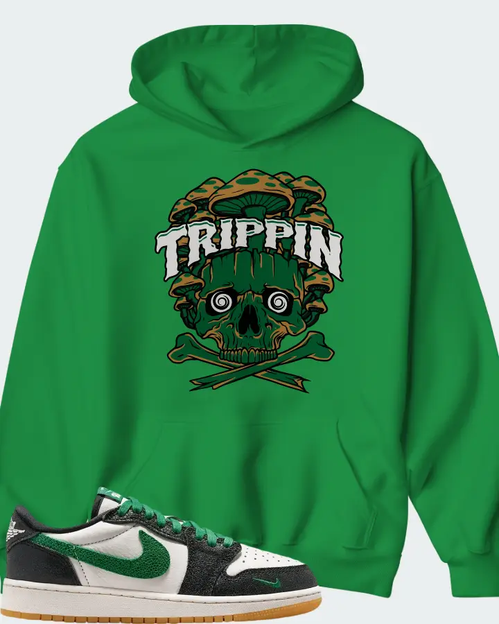 Air Jordan 1 Retro Low OG GS Phantom Pine Green Matching Hoodie