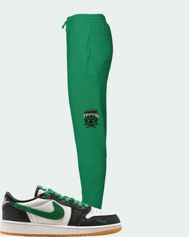 Air Jordan 1 Retro Low OG GS Phantom Pine Green Matching Joggers