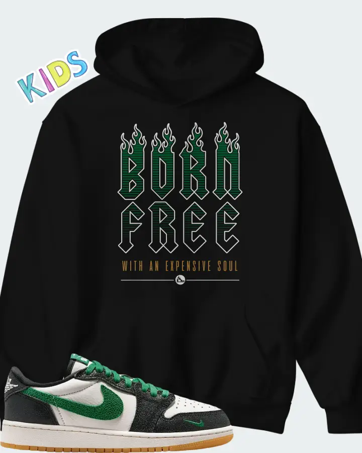 Air Jordan 1 Retro Low OG GS Phantom Pine Green Matching Kid's Hoodie