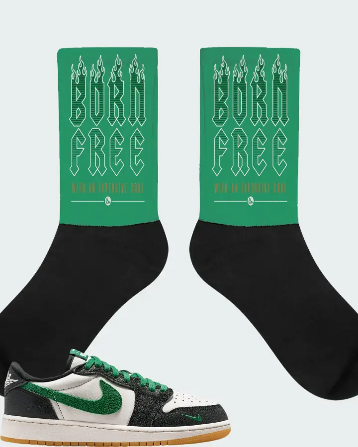 Air Jordan 1 Retro Low OG GS Phantom Pine Green Matching Socks