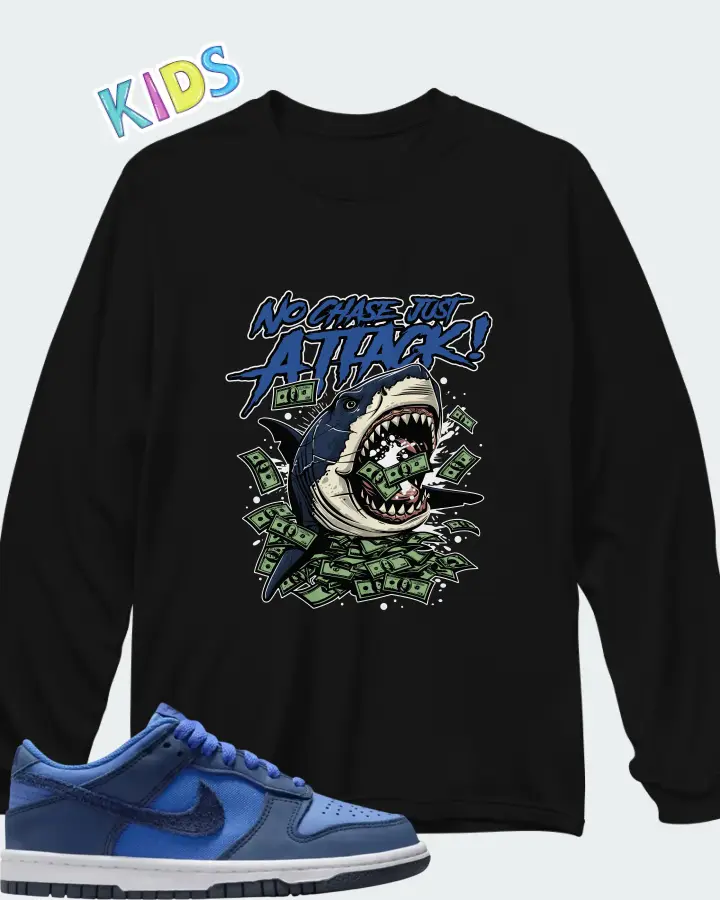 Nike Dunk Low GS Comet Blue Matching Kid's Long Sleeve T-Shirt