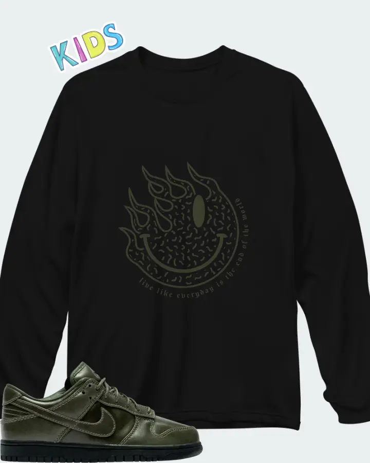 Nike Dunk Low Retro Premium QS Army Olive Matching Kid's Long Sleeve T-Shirt