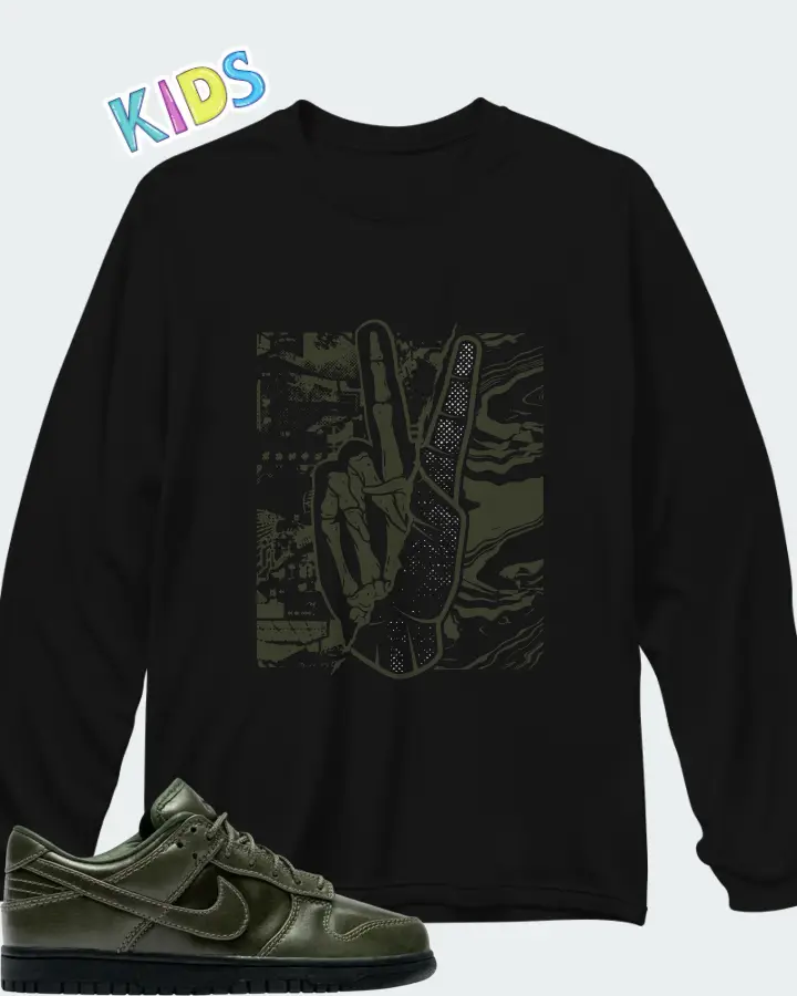 Nike Dunk Low Retro Premium QS Army Olive Matching Kid's Long Sleeve T-Shirt