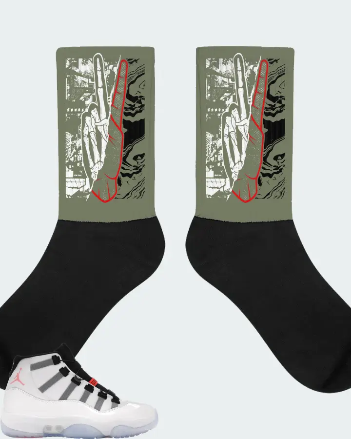 Jordan 11 Adapt Sneaker Matching Olive Socks - Peace of mind