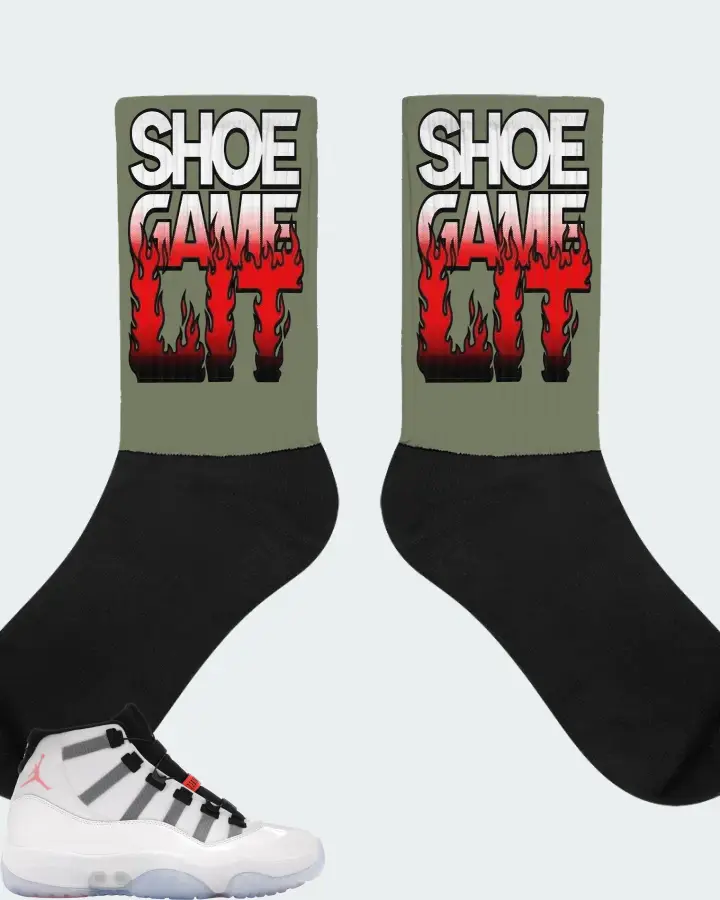 Jordan 11 Adapt Sneaker Matching Olive Socks - Shoe Game Lit Refreshed