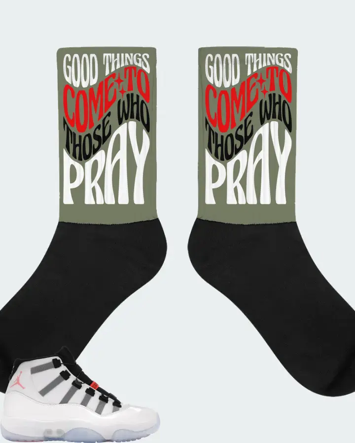 Jordan 11 Adapt Sneaker Matching Olive Socks - Good Things Come To Those Who Pray