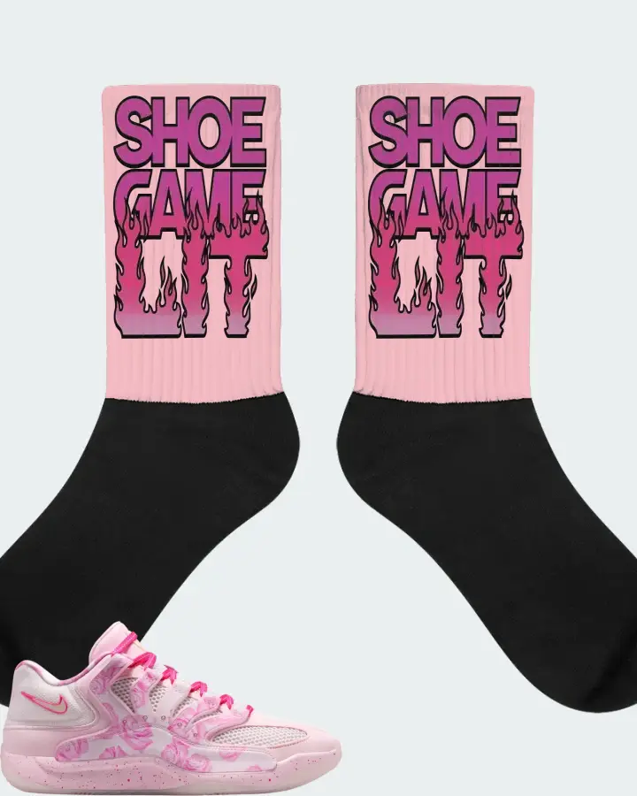 Nike KD 18 Aunt Pearl Sneaker Matching Pink Socks - Shoe Game Lit Refreshed