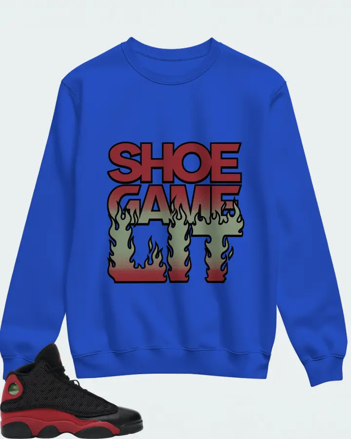 Jordan 13 Retro Sneaker Matching Royal Blue Sweatshirt - Shoe Game Lit Refreshed