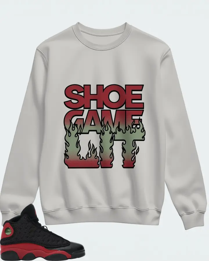 Jordan 13 Retro Sneaker Matching Grey Sweatshirt - Shoe Game Lit Refreshed