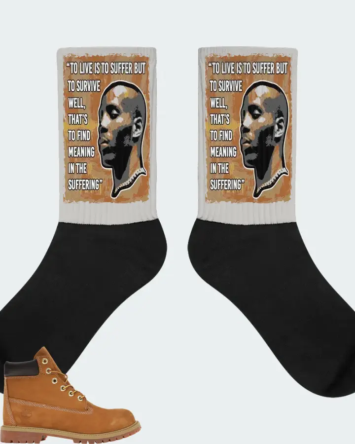 Timberland 6" Boot Sneaker Matching Grey Socks - DMX Suffer Quote