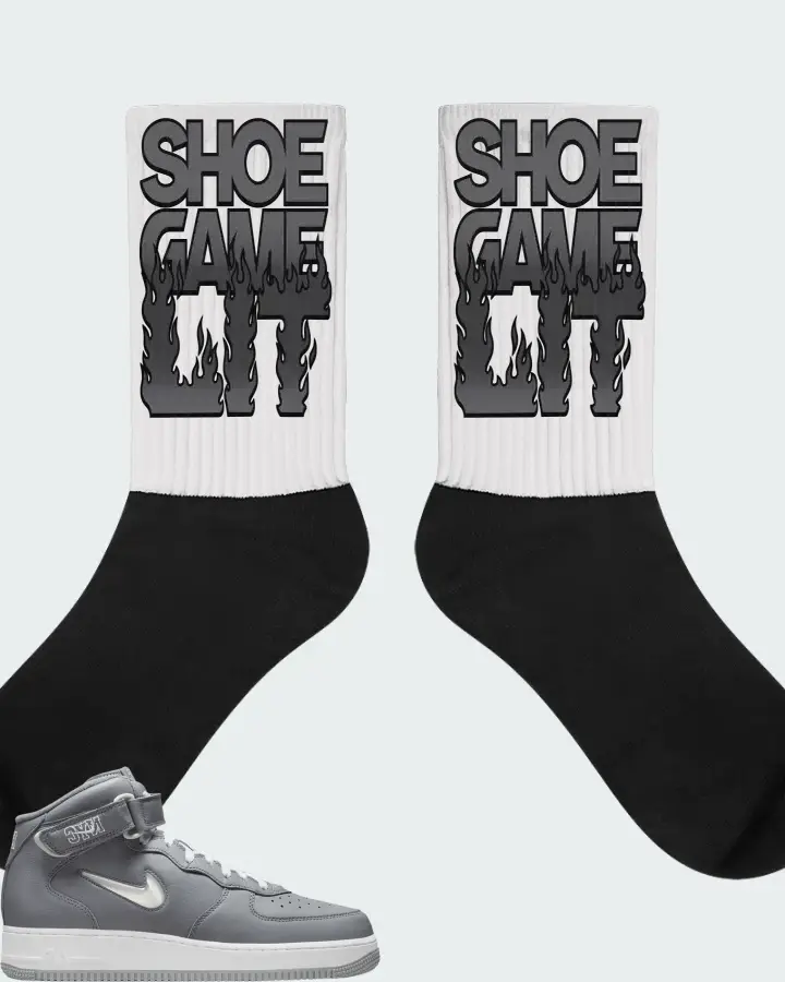 Nike Air Force 1 Mid QS Jewel NYC Cool Grey Matching Socks