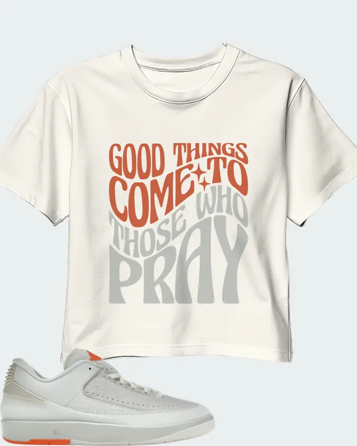 Jordan 2 Retro Low Sneaker Matching Ecru White Crop Top - Good Things Come To Those Who Pray