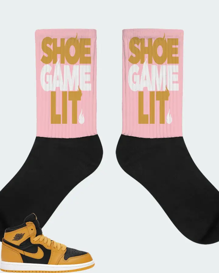 Jordan 1 Retro High OG Sneaker Matching Pink Socks - Shoe Game Lit Classic