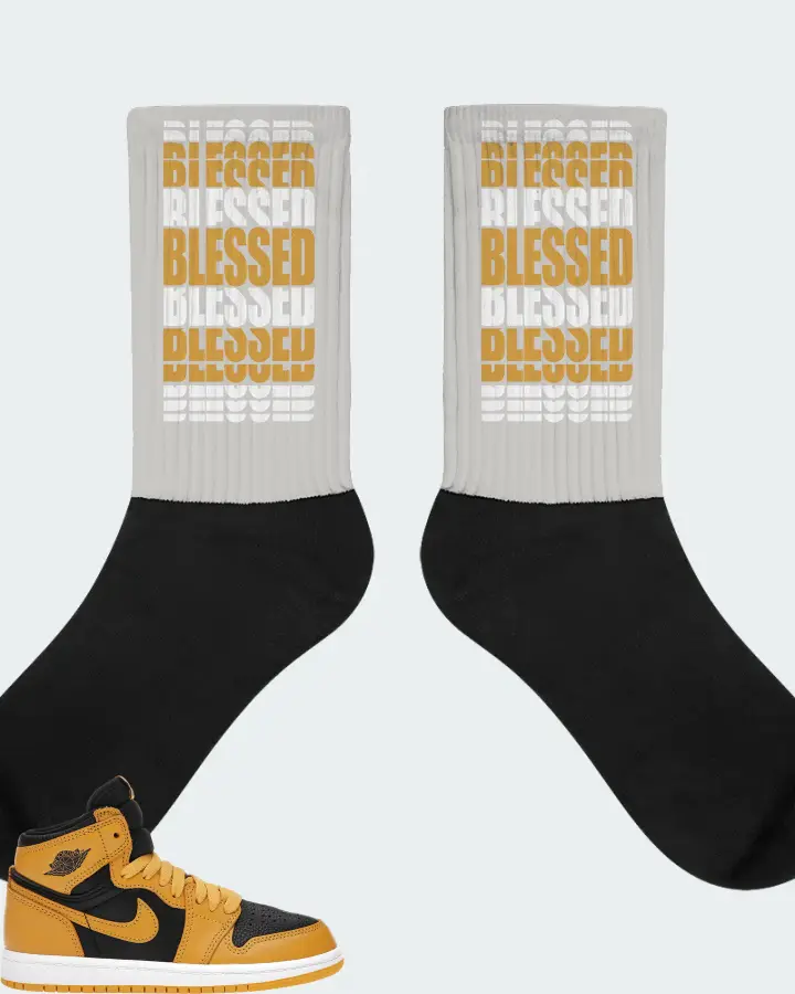 Jordan 1 Retro High OG Sneaker Matching Grey Socks - BLESSED Many Times