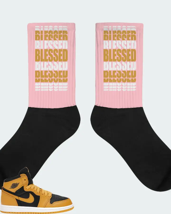 Jordan 1 Retro High OG Sneaker Matching Pink Socks - BLESSED Many Times