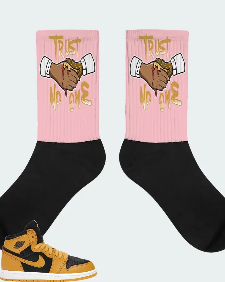 Jordan 1 Retro High OG Sneaker Matching Pink Socks - Trust No One