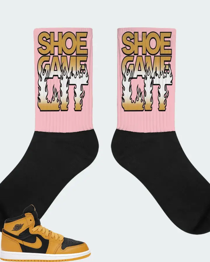Jordan 1 Retro High OG Sneaker Matching Pink Socks - Shoe Game Lit Refreshed