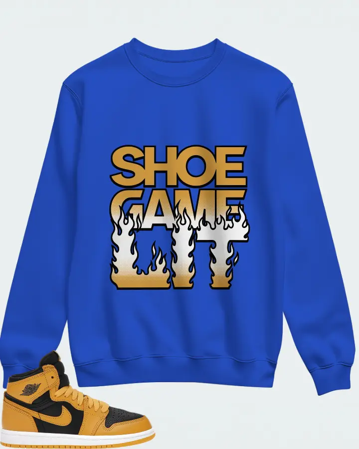 Jordan 1 Retro High OG Sneaker Matching Royal Blue Sweatshirt - Shoe Game Lit Refreshed