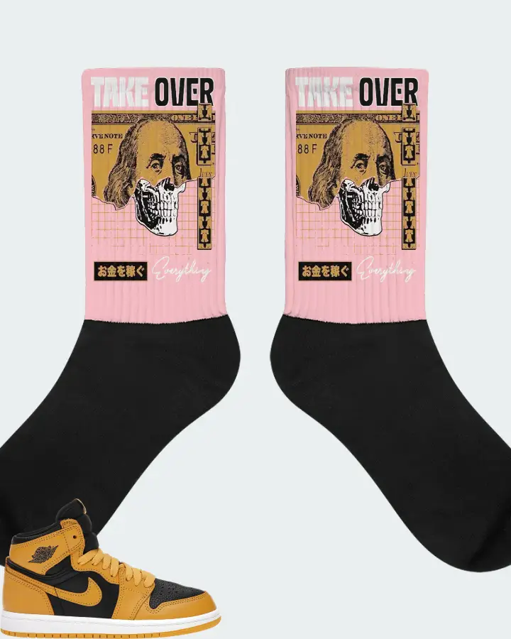 Jordan 1 Retro High OG Sneaker Matching Pink Socks - Take Over