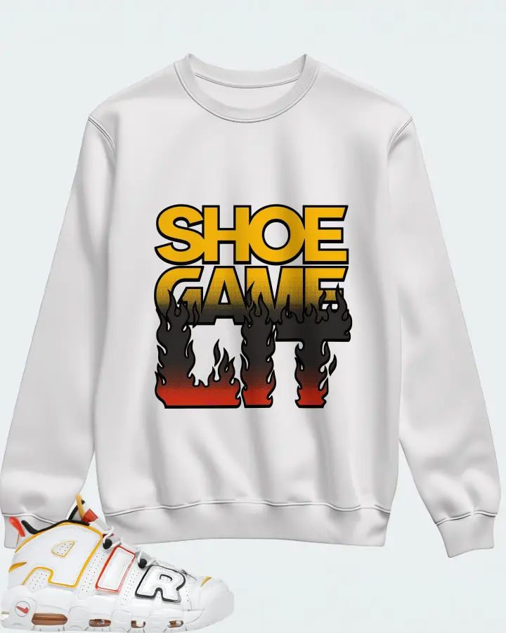 Nike Air More Uptempo Sneaker Matching White Sweatshirt - Shoe Game Lit Refreshed