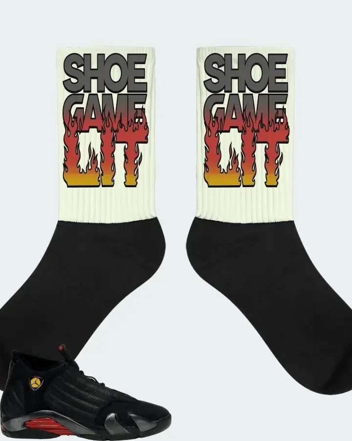 Jordan 14 OG Sneaker Matching Citron Socks - Shoe Game Lit Refreshed