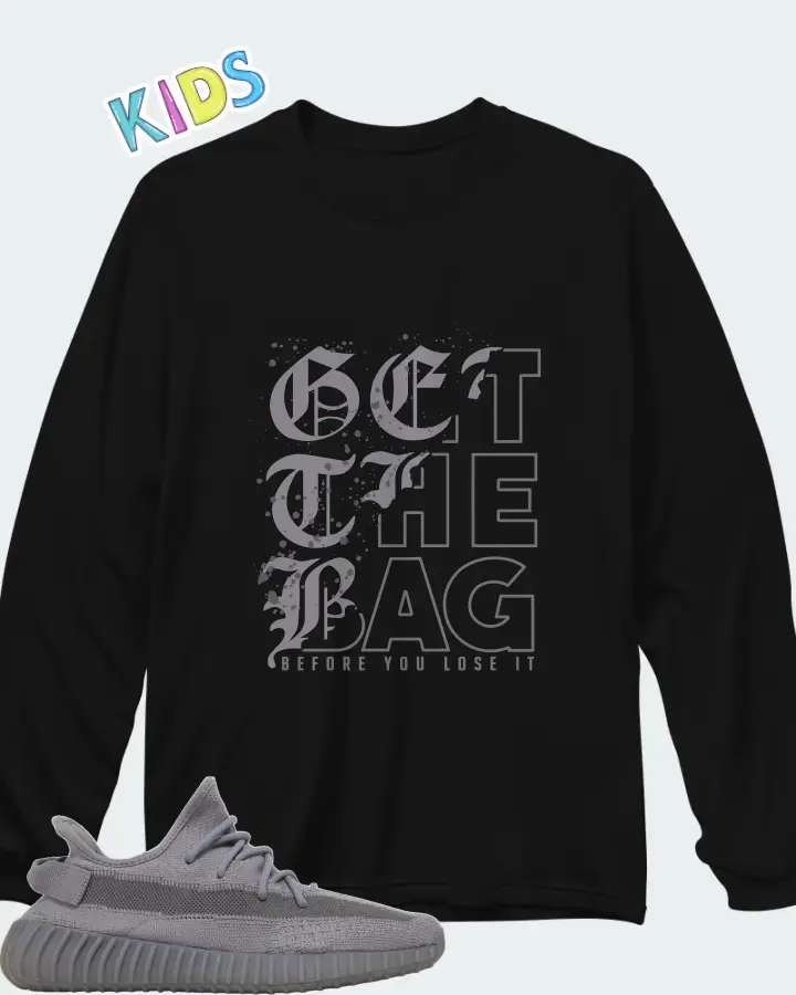 Adidas Yeezy Boost 350 V2 Steel Grey Matching Kid's Long Sleeve T-Shirt