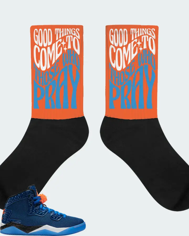 Jordan Spike Forty Sneaker Matching Orange Socks - Good Things Come To Those Who Pray
