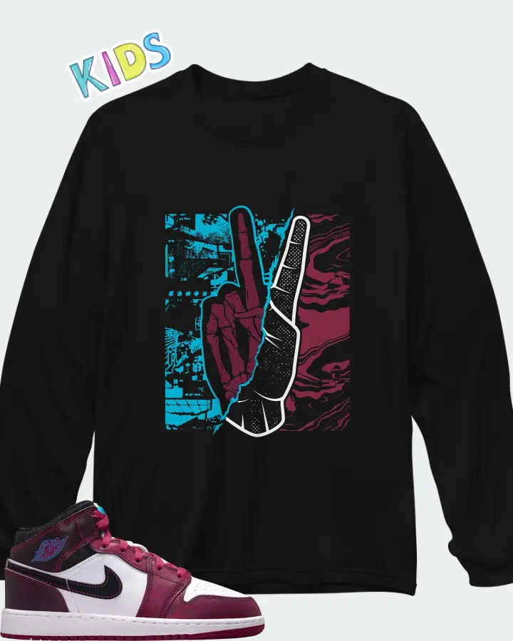 Air Jordan 1 Mid SE Sweet Beet Matching Kid's Long Sleeve T-Shirt