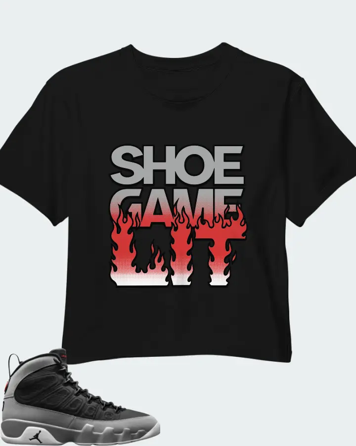 Jordan 9 Retro Sneaker Matching Black Crop Top - Shoe Game Lit Refreshed