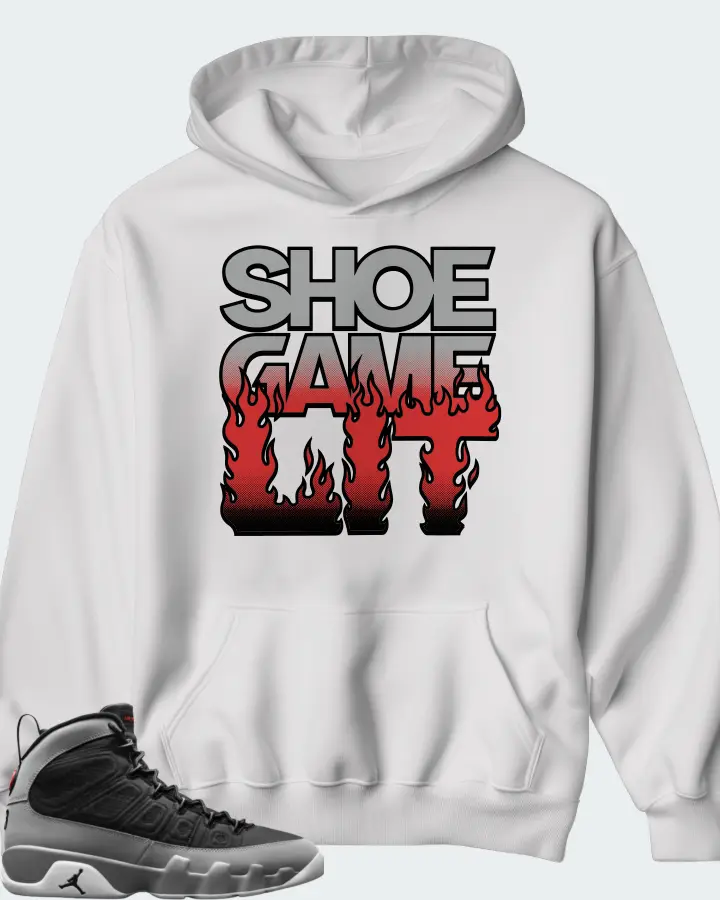 Jordan 9 Retro Sneaker Matching White Hoodie - Shoe Game Lit Refreshed