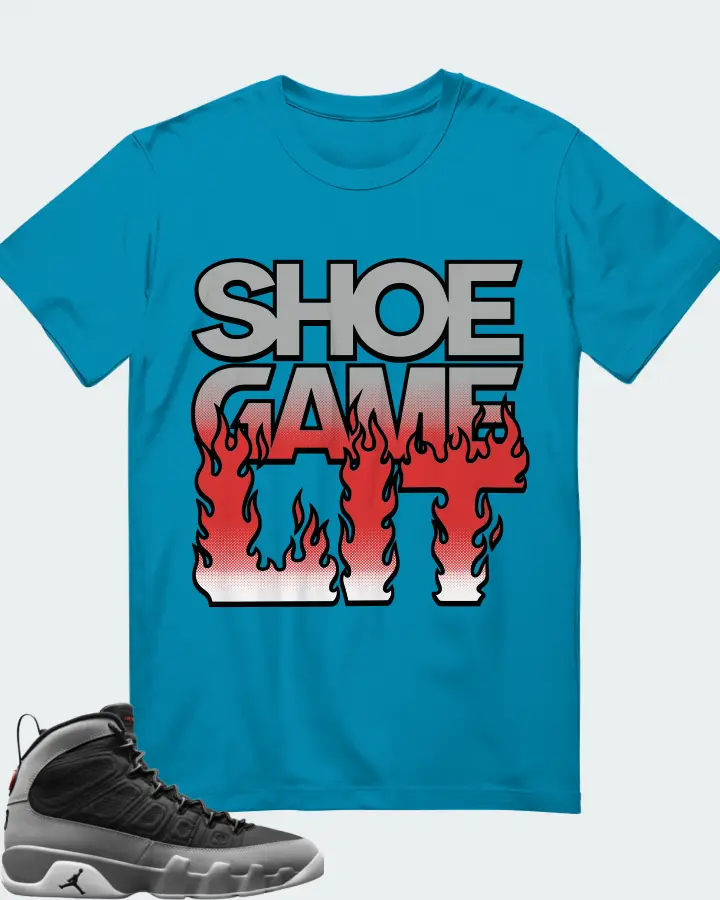 Jordan 9 Retro Sneaker Matching Aqua T-Shirt - Shoe Game Lit Refreshed