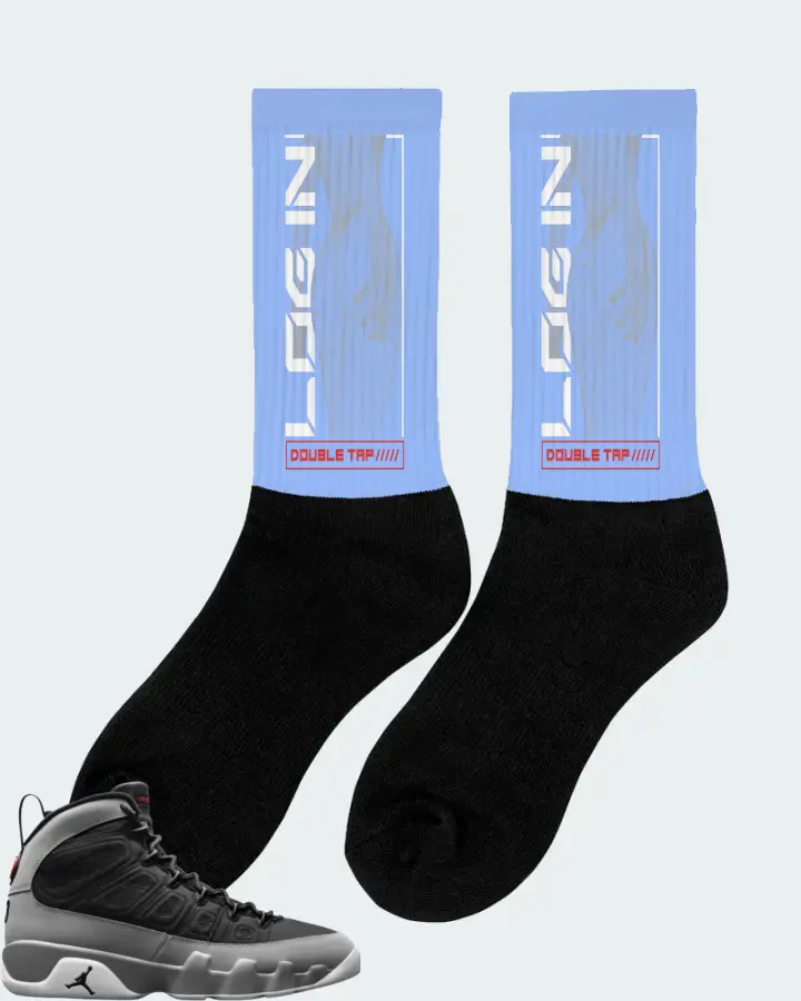 Jordan 9 Retro Sneaker Matching Carolina Blue Socks (LOGIN) - View 3