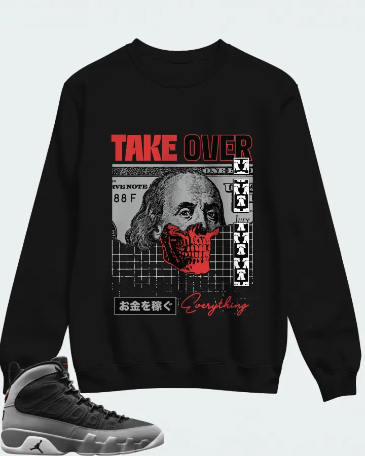 Jordan 9 Retro Sneaker Matching Black Sweatshirt - Take Over